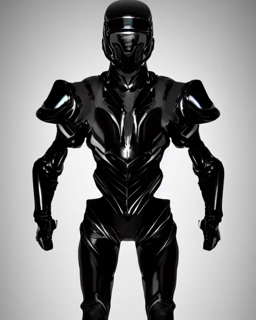 Image similar to iridescent sinewy smooth muscular male sleek glossy black pearlescent scifi armor with smooth black featureless helmet, neil nelson thedarkestseason, trending on artstation