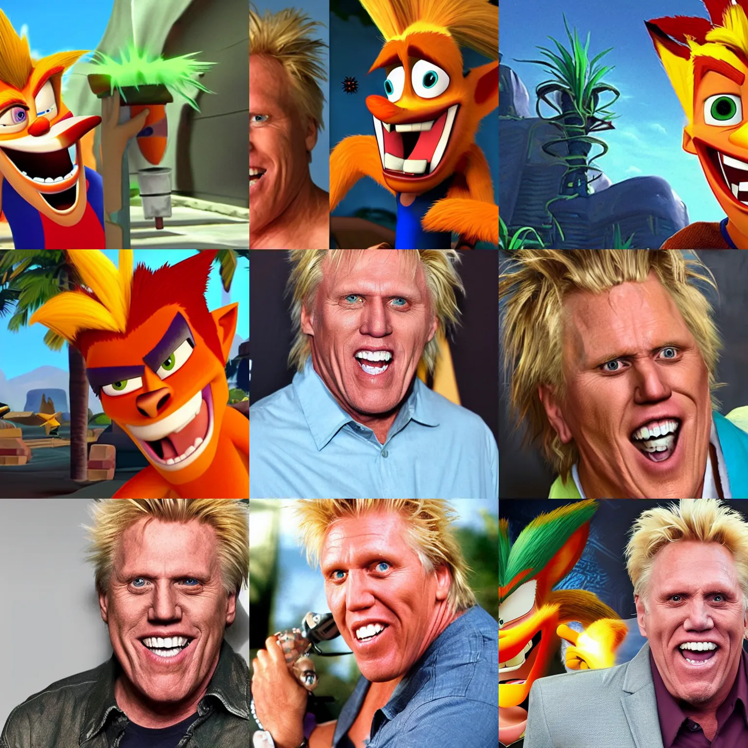 Prompt: gary busey as crash bandicoot