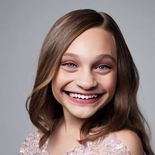 Prompt: Maddie Ziegler smiling portrait, studio photo