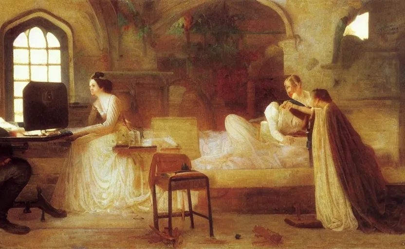 Image similar to computer on trial in medieval bavaria by pierre auguste cot and delphin enjolras and daniel f. gerhartz