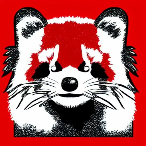 Image similar to a cute sleeping red panda, digital art, iconic icon, 2 d vector logo, cartoon, t - shirt design