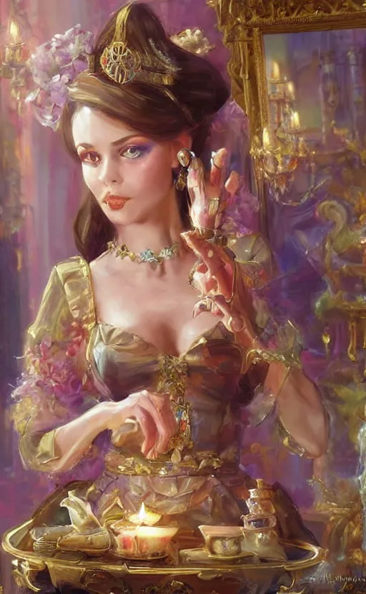 Image similar to Alchemist Princess. by Konstantin Razumov, horror scene, highly detailded