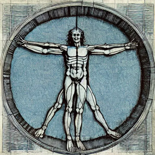 Image similar to blue print of tooth fairy like a vitruvian man, leonardo da vinci