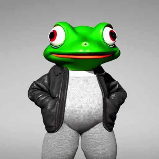 Prompt: a sadge - sad - pepe - the - frog, looking more depressed than usual, quivering lips, fists in the air, sweat flying, cgi render, zbrush, octane, keyshot render