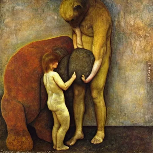 Image similar to the restraint of beasts, by Odd Nerdrum and Gustav Klimt, oil on canvas, beautiful, eerie, surreal, colorful