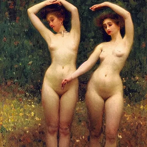 Prompt: Two beautiful women in love, vertical symmetry, photograph, vintage shading, elegance, visually coherent, by Ilya Repin