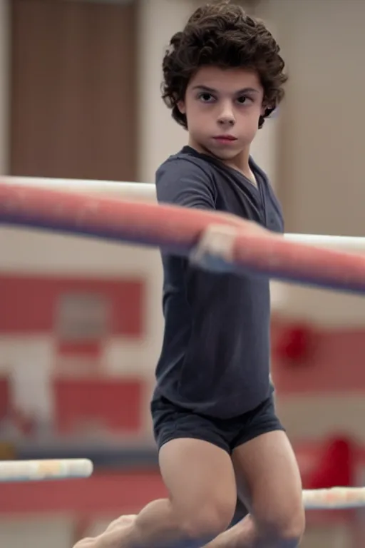 Image similar to young jake t. austin doing gymnastics, red weapon 8 k s 3 5, cooke anamorphic / i lenses, highly detailed, cinematic lighting