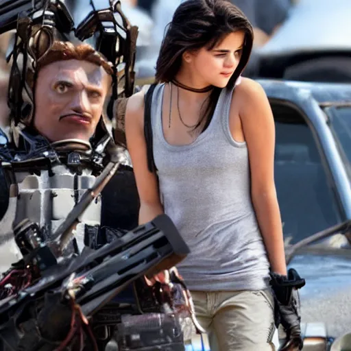 Image similar to High quality movie still of Selena Gomez in Michael Bay's Transformers