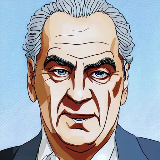 Image similar to milos zeman painted in anime style, detailed