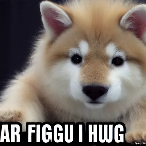 Image similar to Happy gigantic fluffy cute creature wants a hug.