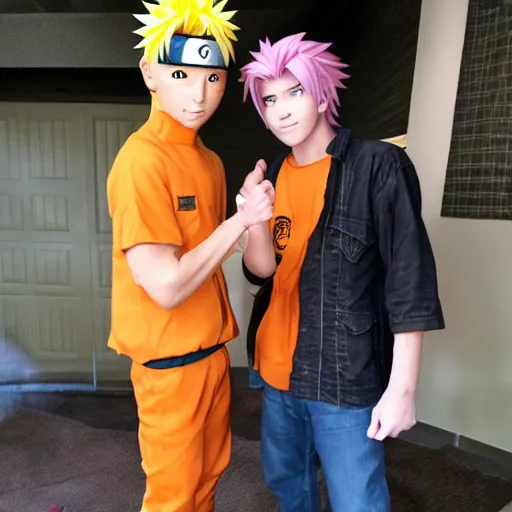 Image similar to naruto uzumaki and son goku hanging out