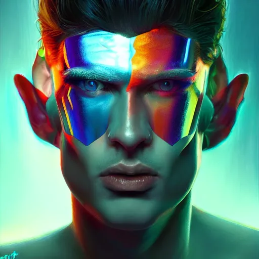 Image similar to the mirror man, portrait, fantasy, beautiful face, vivid colors, elegant, concept art, sharp focus, digital art, hyper - realistic, 4 k, unreal engine, highly detailed, hd, dramatic lighting by brom, trending on artstation