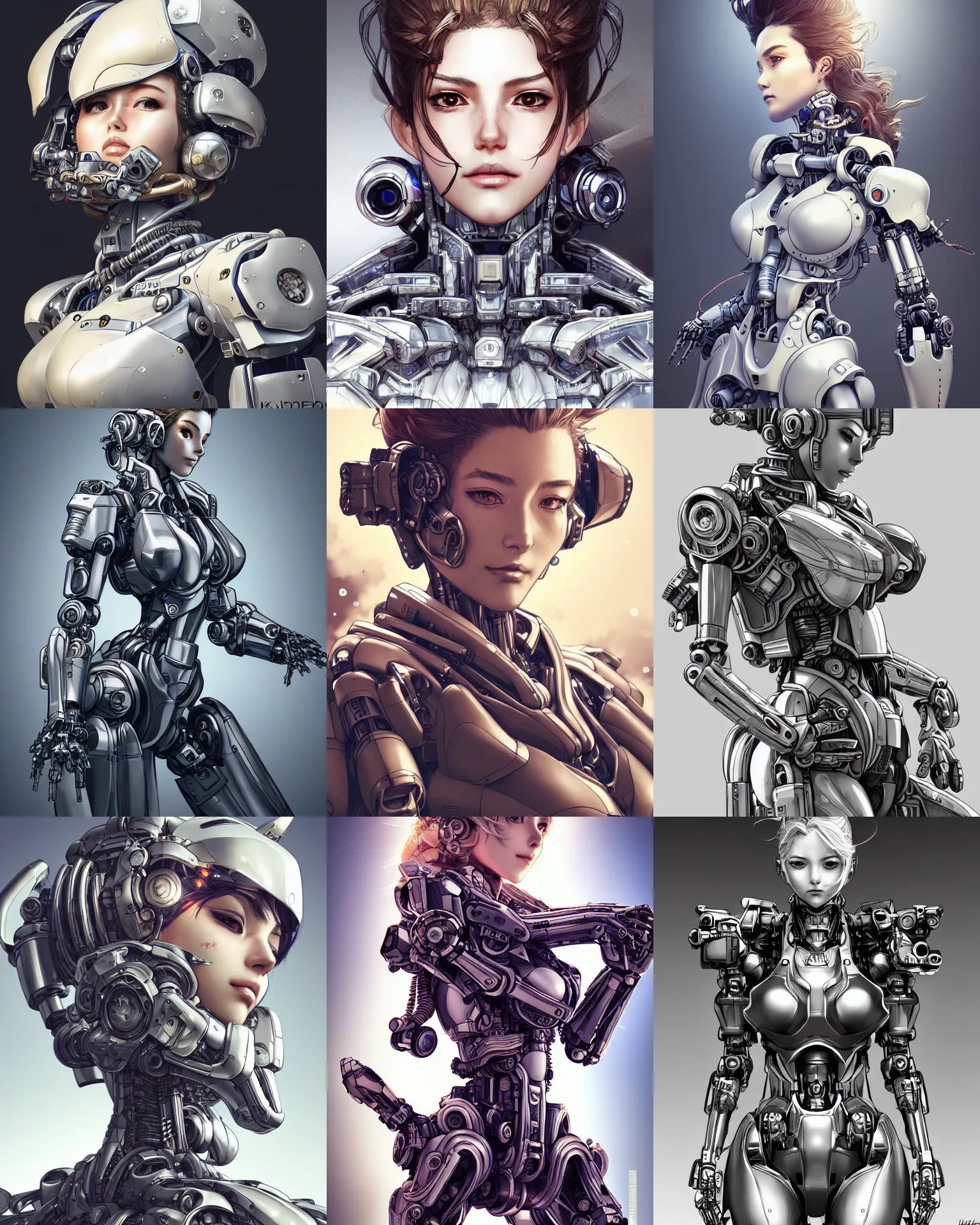 Prompt: the portrait of stunning female mecha pilot as absurdly beautiful, gorgeous, elegant, an ultrafine hyperdetailed illustration by kim jung gi, irakli nadar, artgerm, intricate linework, octopath traveler, final fantasy, unreal engine 5 highly rendered, global illumination, radiant light