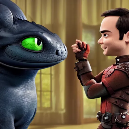 Image similar to sheldon cooper in how to train your dragon