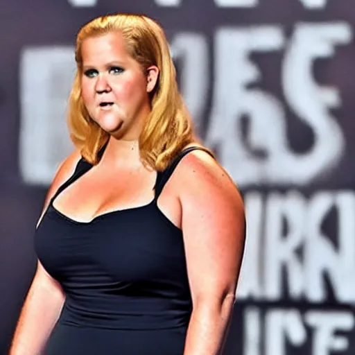 Prompt: amy schumer facing an unamused crowd, photorealistic