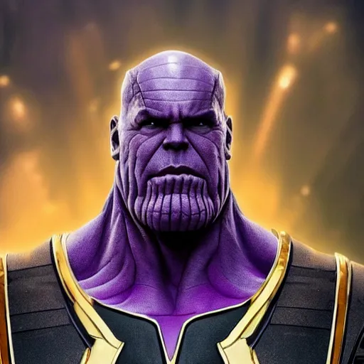 Prompt: thanos who looks like putin, Cinematic, Portrait, Ultra-HD, Beautiful Lighting, insanely detailed and intricate, hypermaximalist, elegant, ornate, hyper realistic, super detailed
