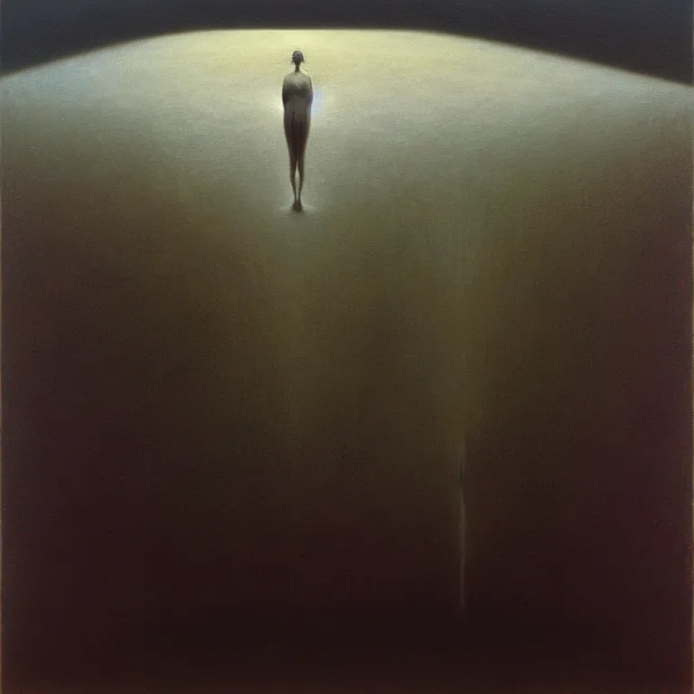 Image similar to nothingness, by zdzisław beksinski, surreal, oil on canvas, hyper detailed, vivid
