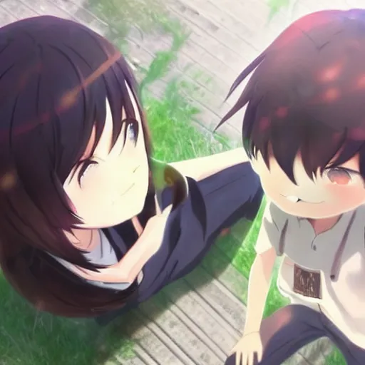 Image similar to stable diffusion ai as a human, anime style chibi, by makoto shinkai