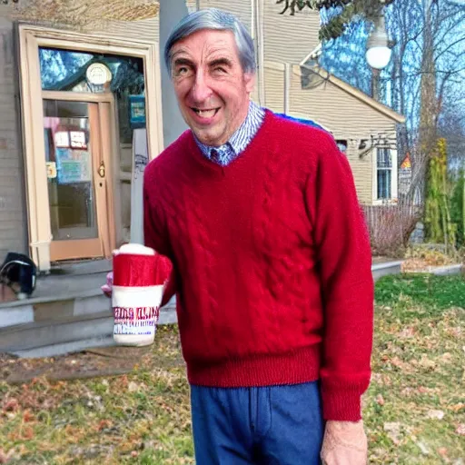 Prompt: mr. rodgers in a blood stained sweater