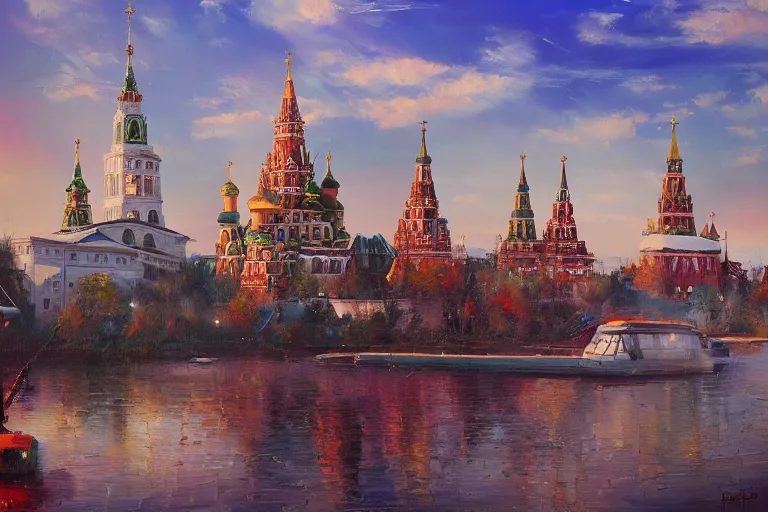 Image similar to beautiful russia of the future, oil painting, trending on artstation