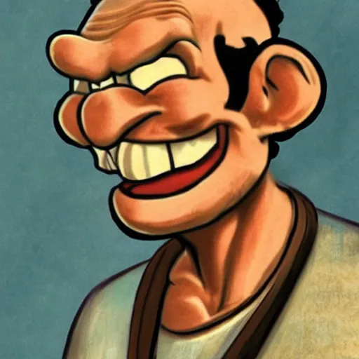 Prompt: popeye as human, uncartoony, photorealistic