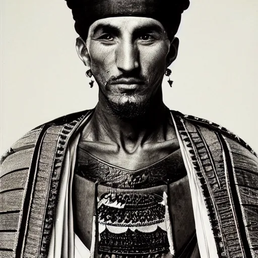 Prompt: A Moroccan samurai, portrait, Magnum Photos, by Richard Avedon, Derek Ridgers, Mert and Marcus