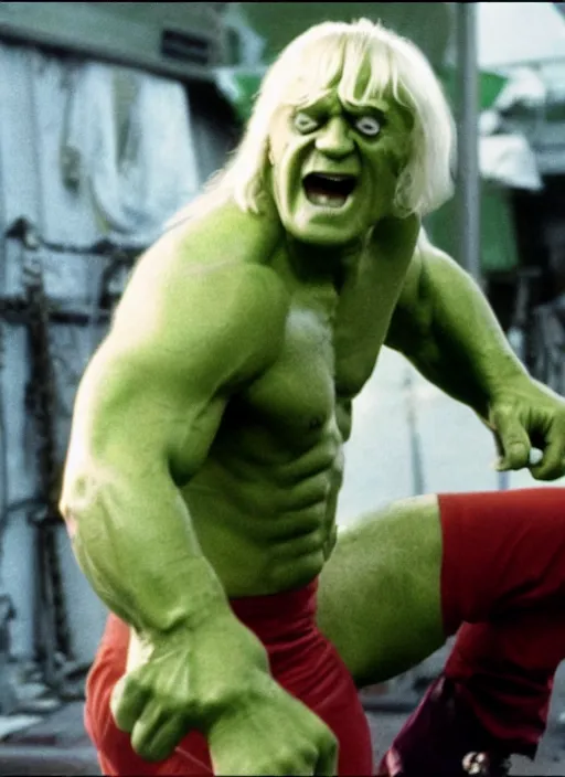 Image similar to film still of Jimmy Savile as Hulk in The Incredible Hulk, 4k