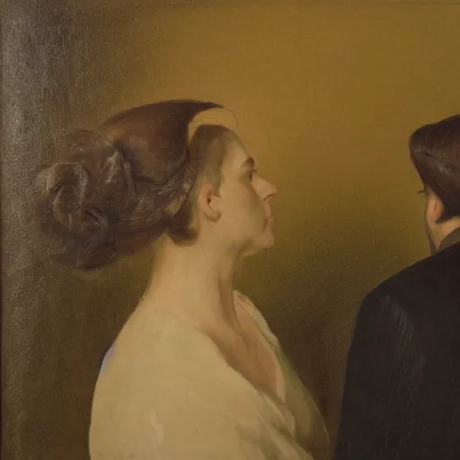 Image similar to portrait of a man in profile, woman