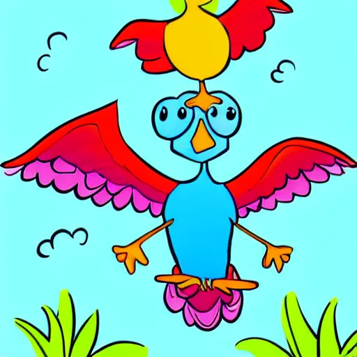 Prompt: cute illustration of a dodo bird surfing. super cute. tropical. colorful.