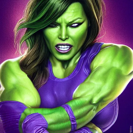 Image similar to jessica biel as green skinned hulk, gamora, she - hulk, green skin, muscular, bodybuilding woman, wheyfu, digital art, artstation, highly detailed, centered, hyperrealism, artstation, concept art, smooth, sharp focus, illustration, artgerm