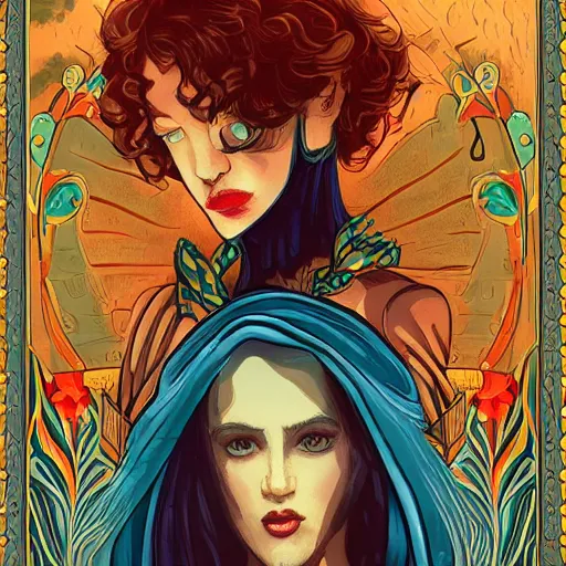 Image similar to the lover tarot card, digital illustration, detailed, 8 k, artstation,