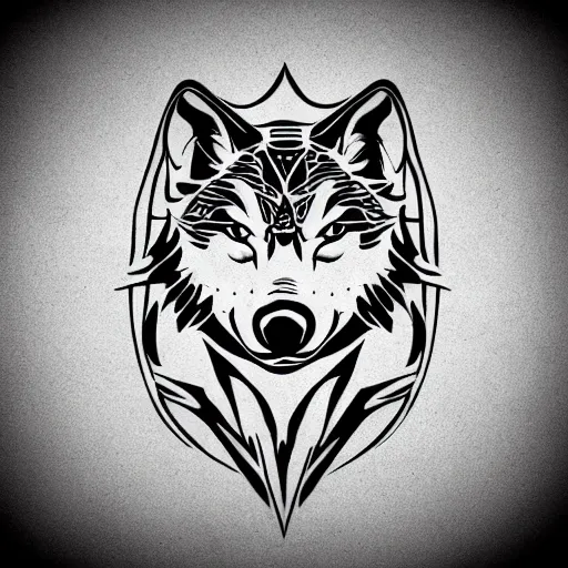 Prompt: tattoo stencil. pencil line drawing, vector, logo, wolf