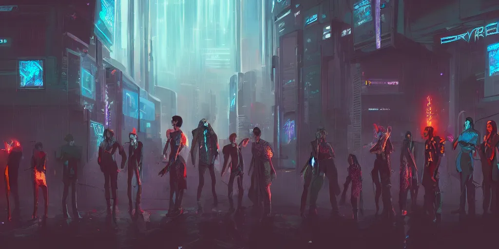 Prompt: cyberpunk society where everyone is a witch, concept art, digital painting, smooth, high quality, 4 k