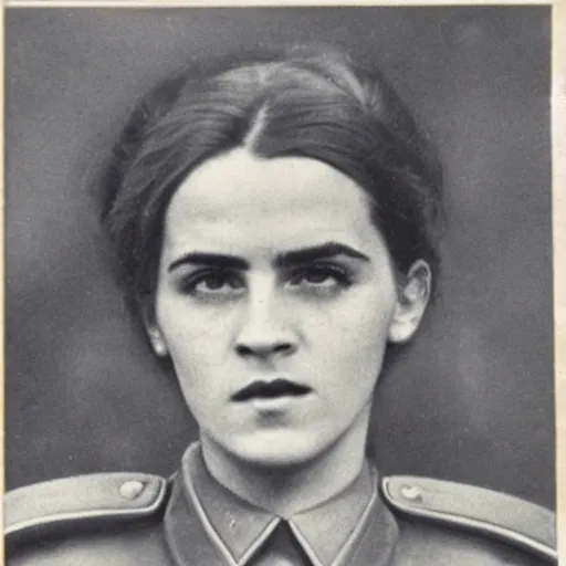 Image similar to photograph of soviet political commissar comrade emma watson, vintage war photograph, famous photo