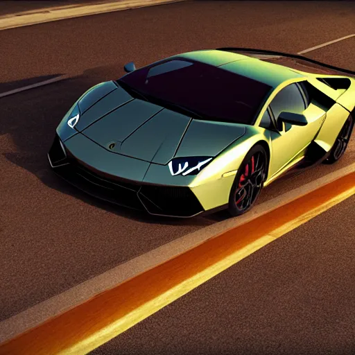 Prompt: photo of an alien driving a Lamborghini, 4k, octane render