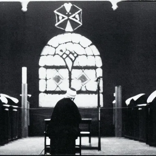 Image similar to an orthodox jewish dolphin sitting at a synagogue for service