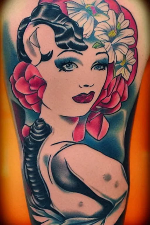 Image similar to pinup girl tattoo by Ryan Ashley