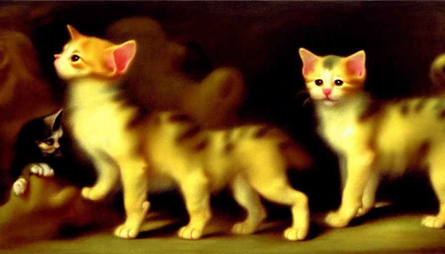 Image similar to a tropical dog kitten in the style of francisco goya, 4 k resolution