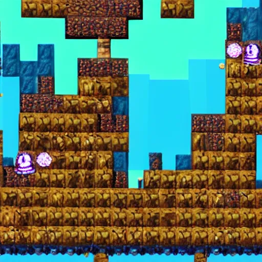 Image similar to Donkey Kong Country level depicting a beautiful mine with shiny crystals on the wall, floating barrels and minecarts. In-game screenshot