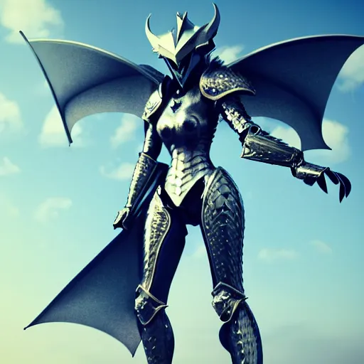 Image similar to highly detailed realistic stunning shot of a beautiful elegant anthropomorphic female dragon knightess doing a majestic pose, armor made of steel, sharp claws and tail, cloak flittering in the wind, high quality, HD octane render, epic cinematography, Artstation, Deviantart, Furaffinity