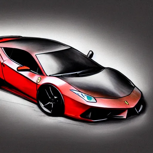 Image similar to half ferrari half lamborghini drawn by greg rutkowski