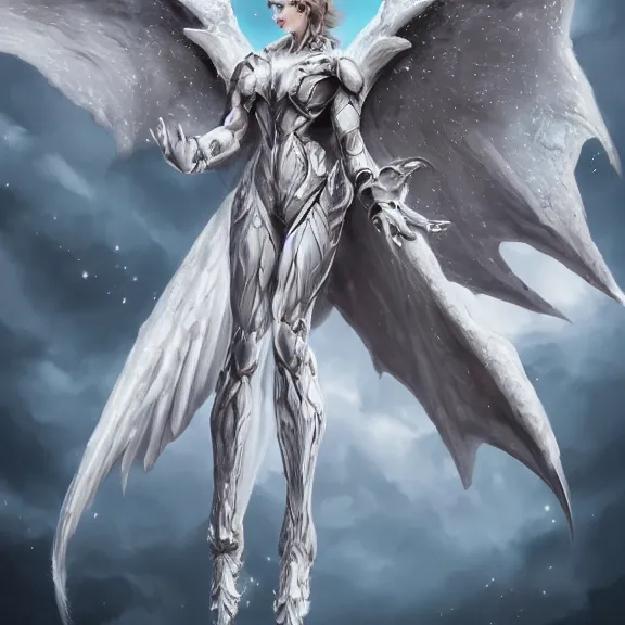 Image similar to cinematic full body shot of a beautiful stunning angel flying over hrll, that's a beautiful stunning angel, elegant pose, flying, detailed arms, streamlined white armor, two arms, two legs, detailed fanart, macro art, dragon art, furry art, realistic digital art, furaffinity, DeviantArt, artstation, 3D realistic, 8k HD, octane render