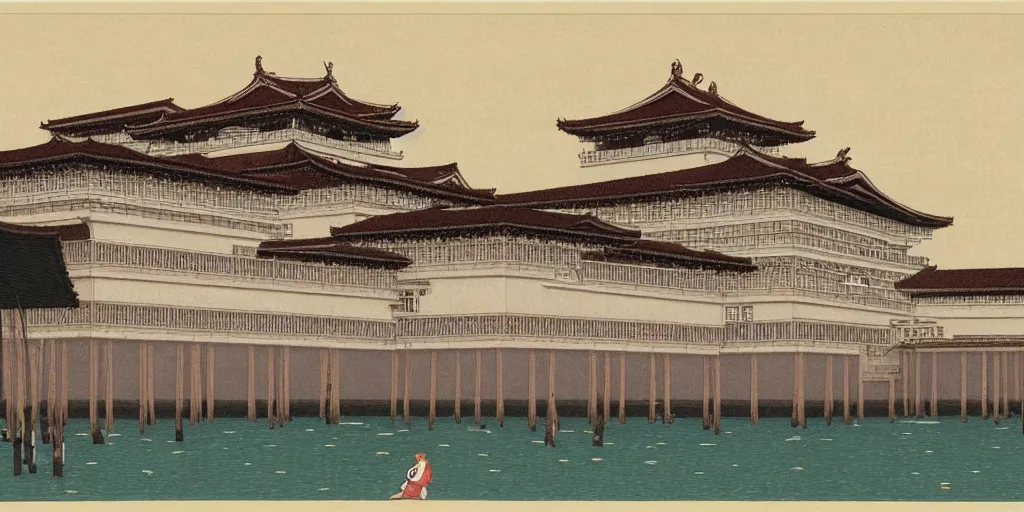 Prompt: The Imperial Palace ,Venice, Kawase Hasui