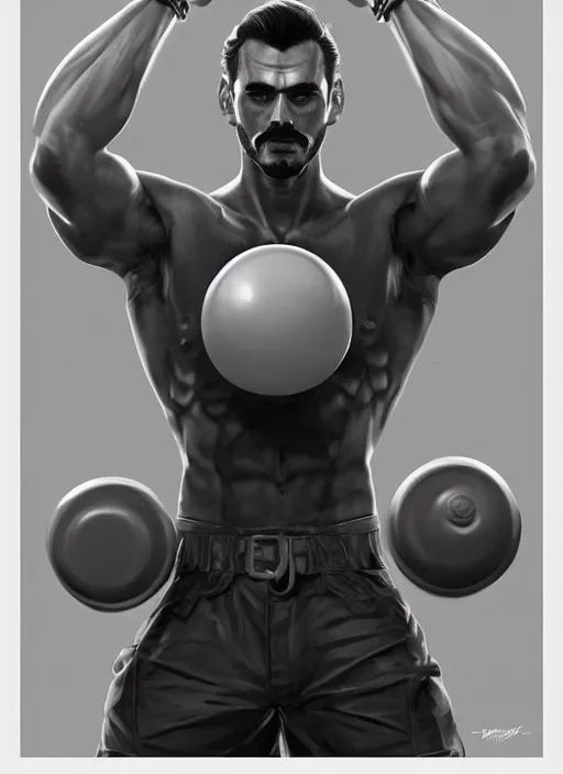 Image similar to gigachad luigi lifting sphere weights by ilya kuvshinov, super mario bros symmetrical face concept art, hyper realistic, intricate, elegent, highly detailed, digital painting, concept art, smooth, sharp, focus, illustration, art by artgerm and greg rutkowski and alphonse mucha, artstation