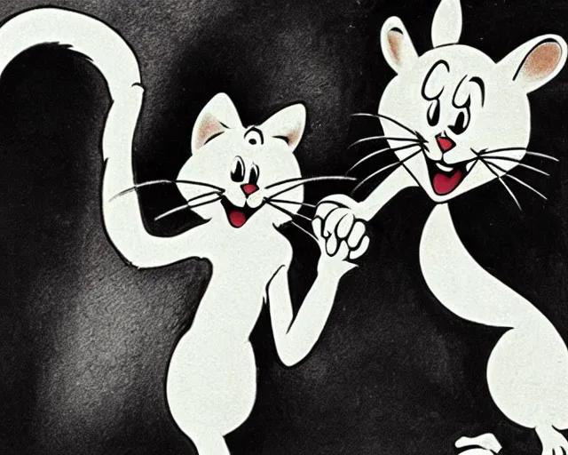 Prompt: Tom and Jerry, German Expressionism