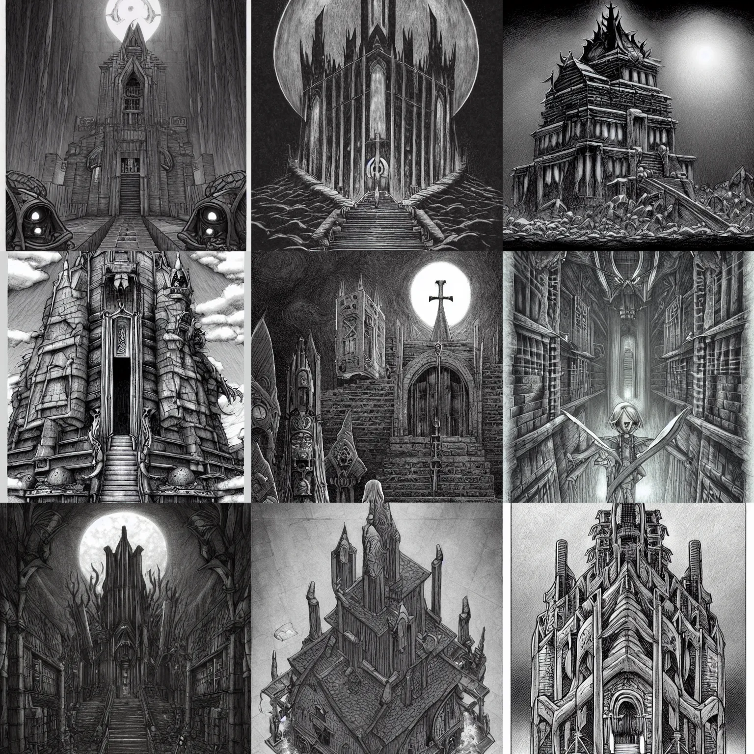 Prompt: temple of elemental evil by leiji matsumoto, style of john kenn mortensen