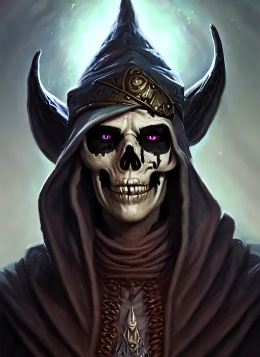 Prompt: a _ fantasy _ style _ portrait _ painting _ of skull head lich, dnd, wicked, oil _ painting _ unreal _ 5 _ daz. _ rpg _ portrait _ extremely _ detailed _ artgerm _ greg _ rutkowski _ greg