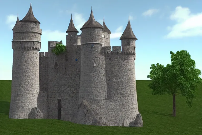 Image similar to a rendered completed castle