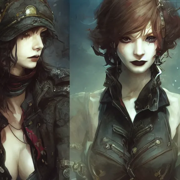 Image similar to christina hendricks!!! goth, tankoban, 4 k, tone mapping, akihiko yoshida, james jean andrei riabovitchev marc simonetti, yoshitaka amano, long hair, curly, h. hydrochaeri