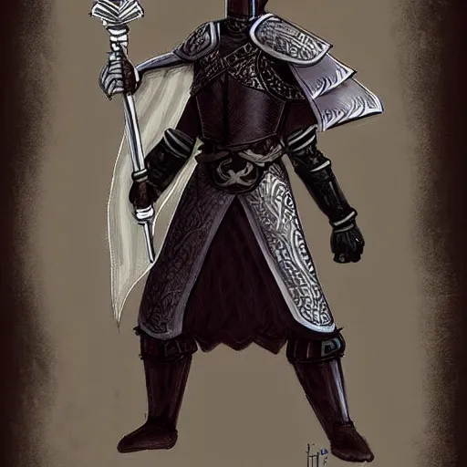 Image similar to a tall royal knight from a dnd game character saluting his king, digital art